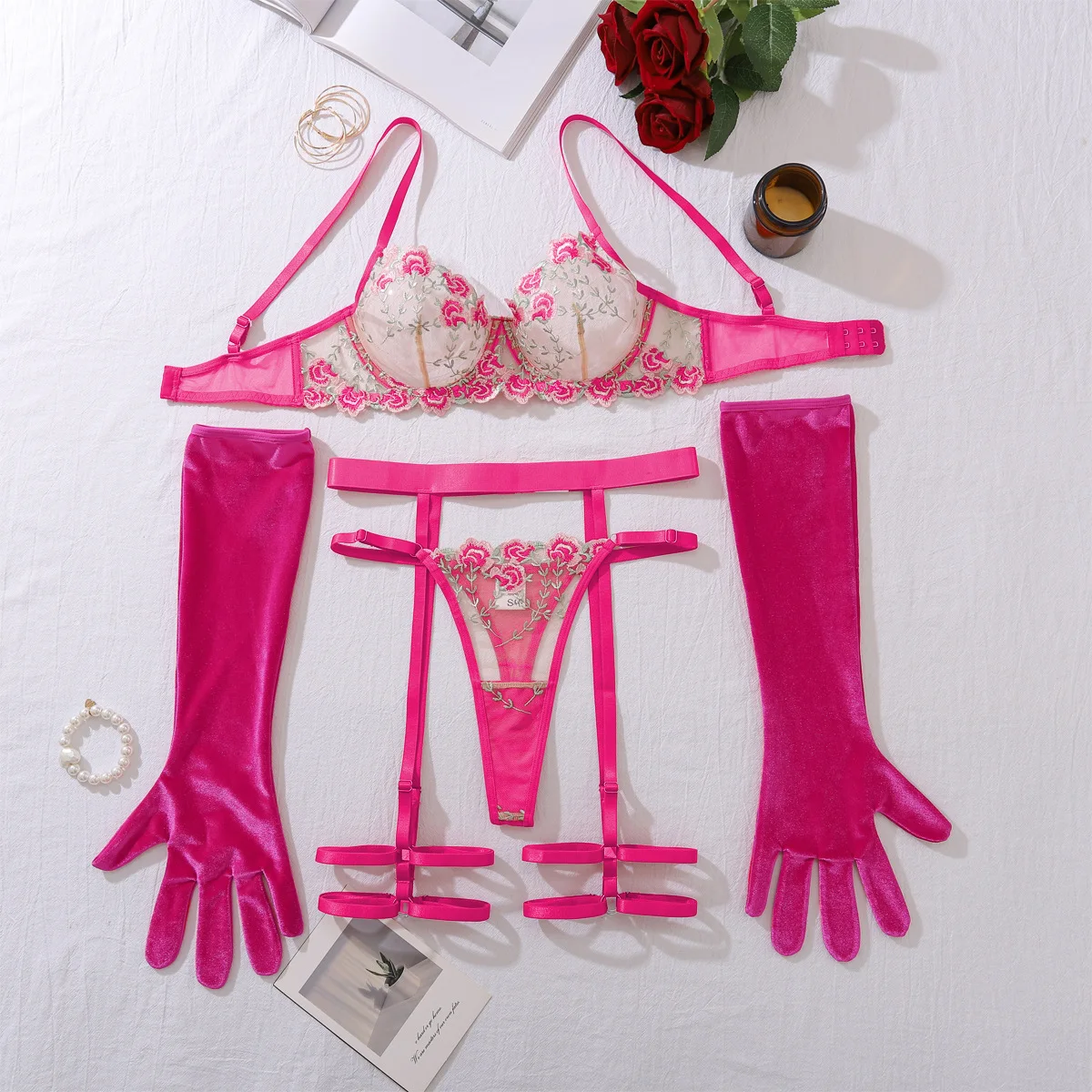 

Женский сексуальный экзотический комплект с цветочным принтом, тонкий прозрачный комплект нижнего белья с бюстгальтером и вышивкой, прозрачное нижнее белье, экзотическая одежда для вечеринок и клубов