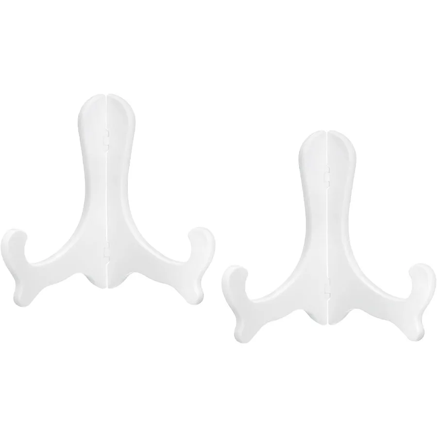

2pcs 6" Easel Plate Holder Plastic Folding Display Stand White for Decorative Picture Frame