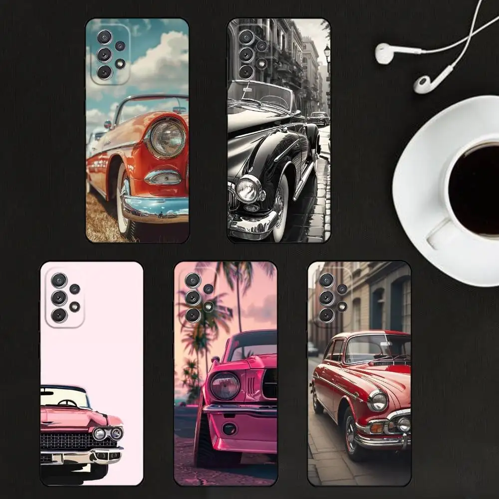 

Retro American car Phone Case For Samsung S25,S24,S21,S22,S23,S30,Ultra,S20,Plus,Soft Black Shell