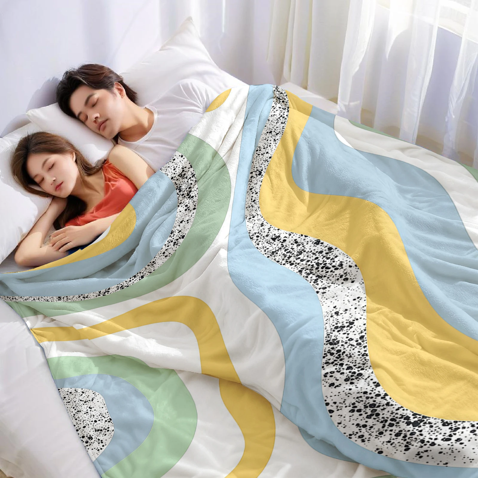 Swirl Abstract Ultra Soft Sherpa Fleece Blanket Fluffy Warm Halloween Cozy Throw for Sofa Couch Bedroom Gift All season