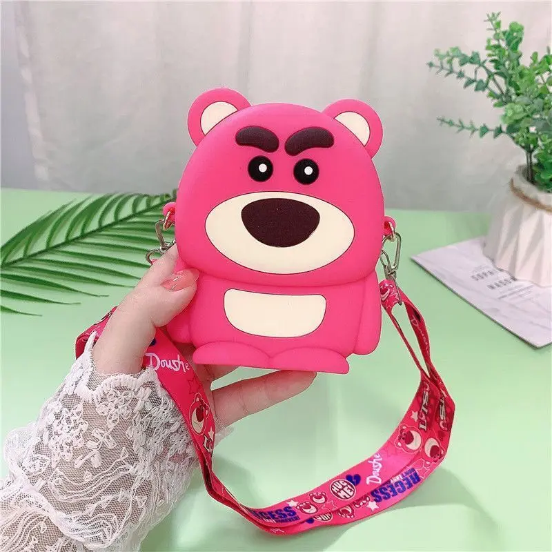 Disney Boys and Girls Fashion Croosbody Bags Cute Lotso Bear Kids Coin Wallet Lovely Hand Bag Children Mini Shoulder Bag