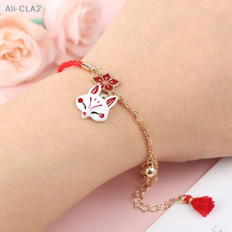 Moda Kwiat Kreskówka Zwierzę Bransoletka Dla Kobiet Biżuteria Lis Bransoletka Lucky Bell Prezenty Dla Zakochanych Przyjaciół