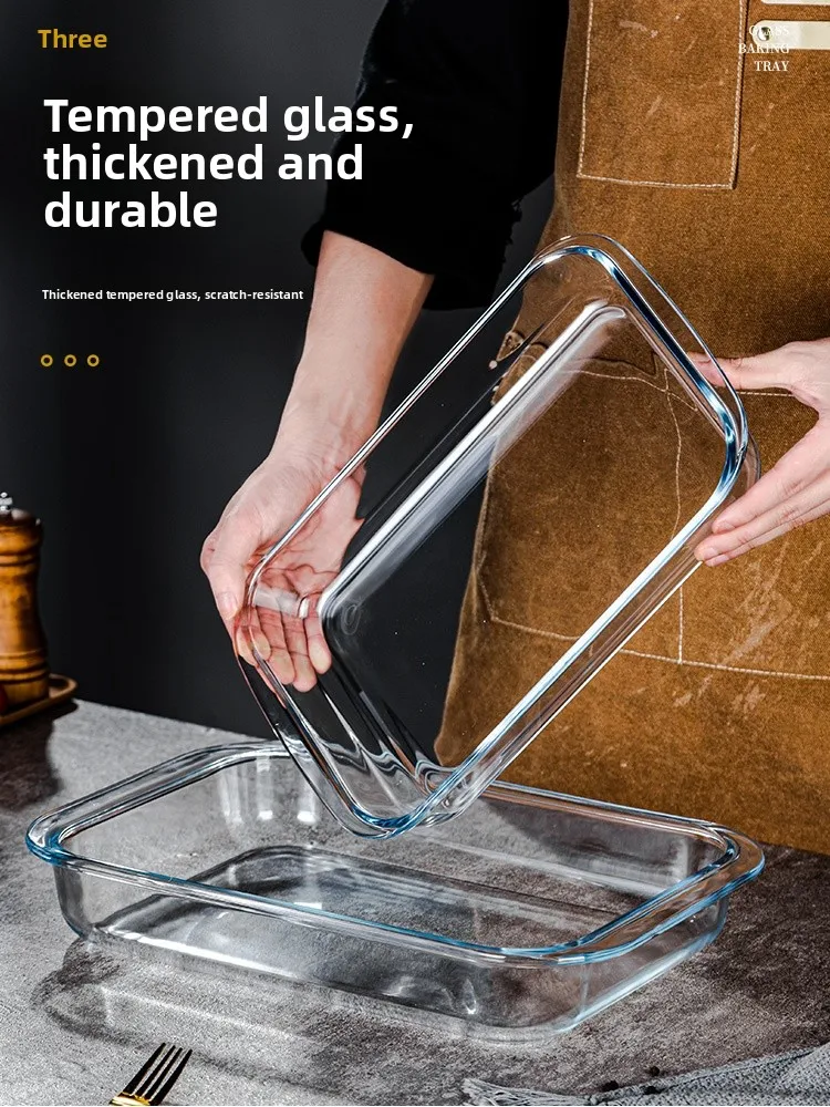 

Устойчивый к высоким температурам стеклянный противень для выпечки, прямоугольный контейнер для микроволновой печи Sted Fi Di для домашнего использования, маленькая пластина Seood