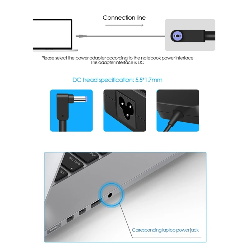65W ชาร์จแล็ปท็อปเหมาะสำหรับ Acer G900-757W Charger LAPTOP DC: พอร์ต5.5X1.7MM 19.5V9.23A ชาร์จแฟลช