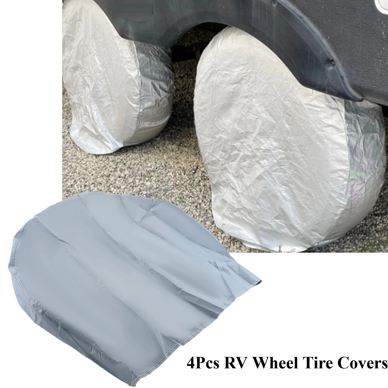 

4 шт., чехлы для колес автомобиля, водонепроницаемые, с защитой от ультрафиолета, ветрозащитные, уличные защитные покрышки для шин для автофургонов, грузовиков, прицепов, универсальные диаметра 27-29 дюймов