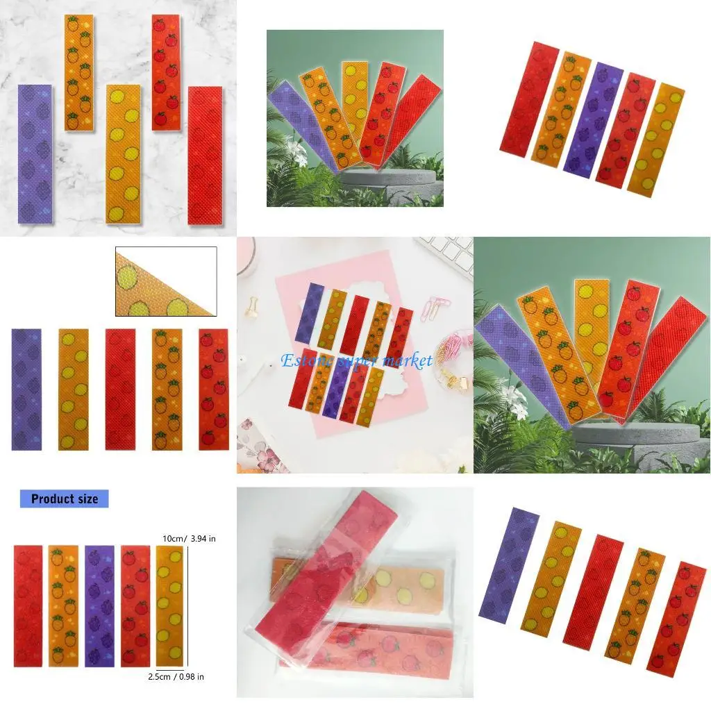 

090B Sensory Antistress Fragrant Stickers 5pcs Fruit Pattern Embossed Texture Sticker