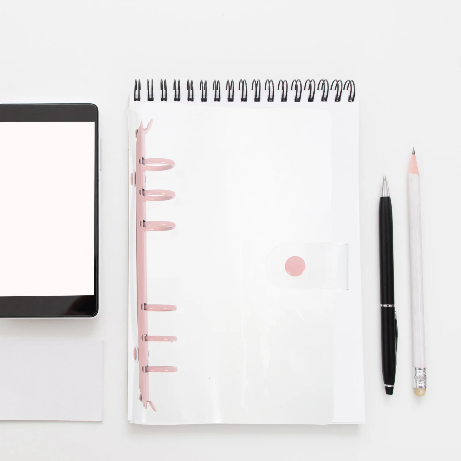 

Transparent Loose-leaf Case Desktop File Organizer The Notebook Rose Gold Cover Pvc Office Pouch Shell Adjustable Adhesive