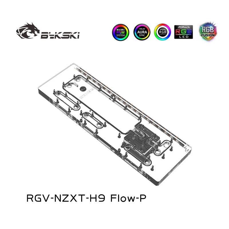 Imagem -02 - Bykski-distro Placa para Enjie h9 Fiow-p Case Waterway Board Bloco de Resfriamento de Água Suporte Ddc Bomba Cpu Gpu Rgv-nzxt-h9