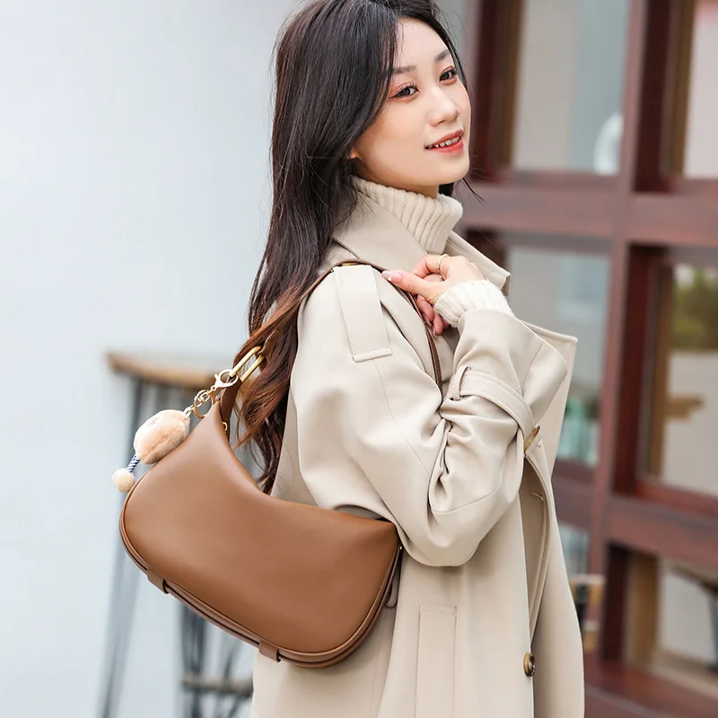 

Leather Armpit Bag Female Shoulder Crossbody Bag Female Bag Niche Dumpling Purses And Handbags