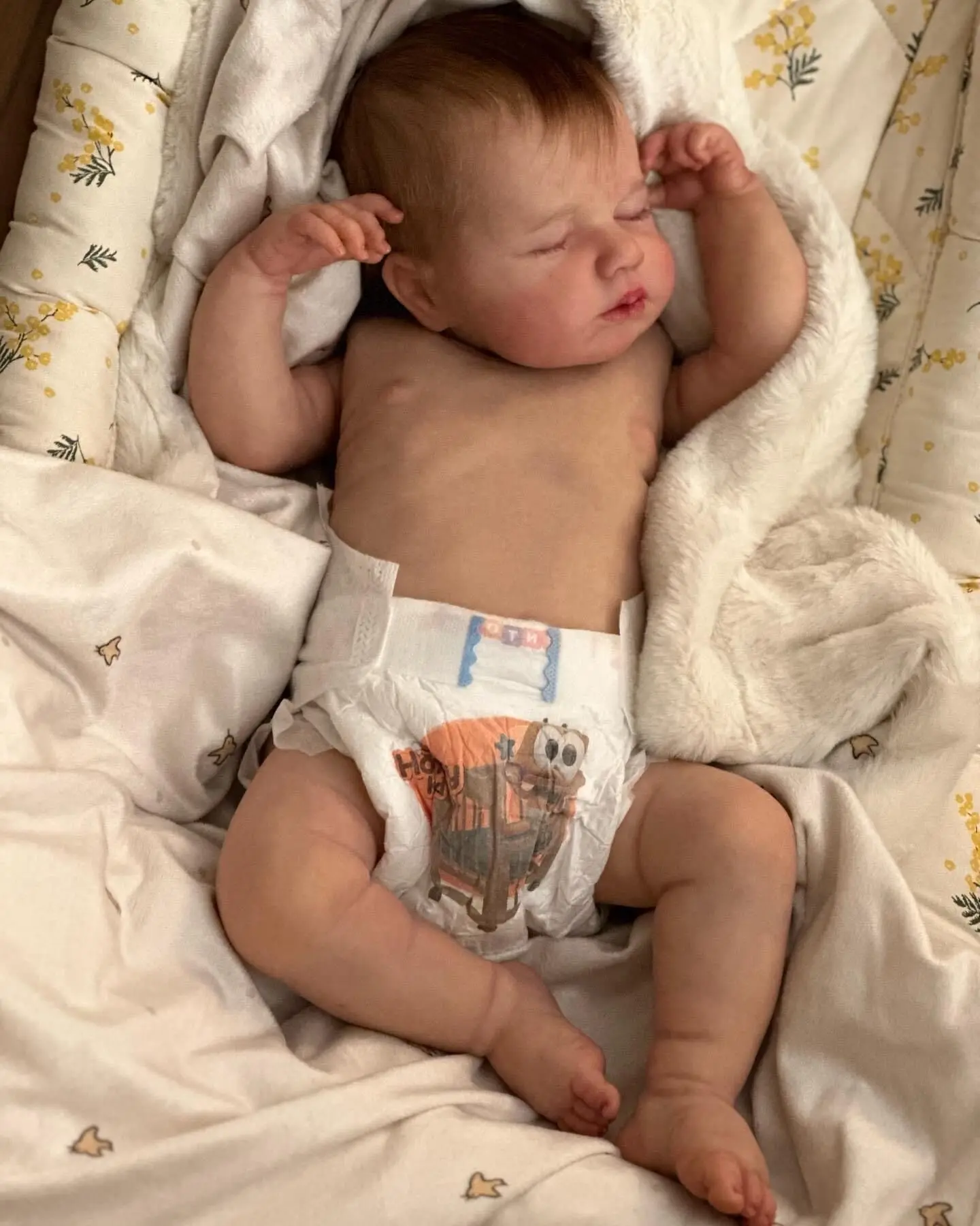 NPK 49CM Realistica Neonato Reborn Baby Doll Asleep Loulou Full Couddly Corpo 3D Pelle Vene visibili Fatta a mano di alta qualità Collectib