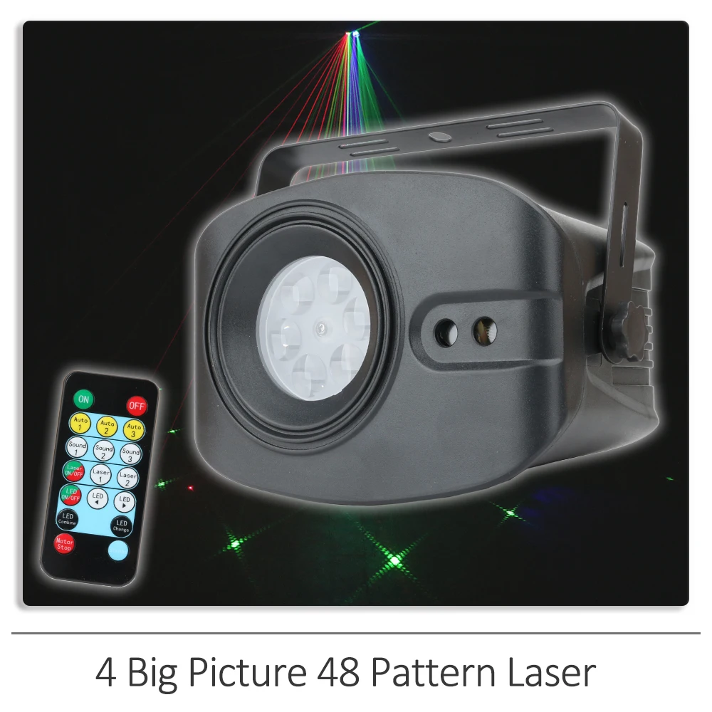 4 Big Picture 48 Pattern Laser Stage Lights Music LED Disco Light Party Show Laser Projector Lights Effect Lamp With Controller