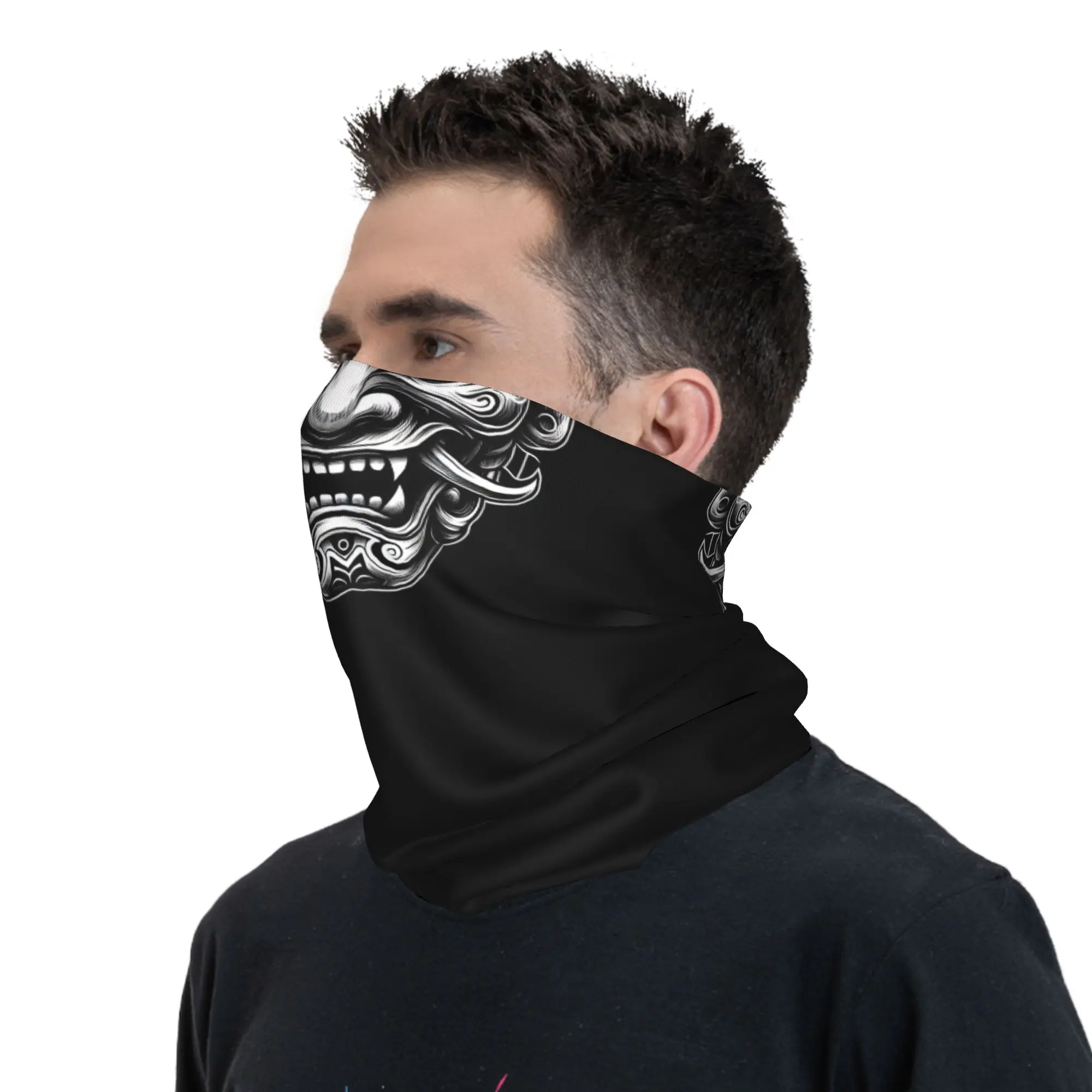 Custom Samurai Oni Demon Bandana Winter Neck Warmer Women Windproof Wrap Face Scarf for Ski Japanese Ronin Gaiter Headband view 6