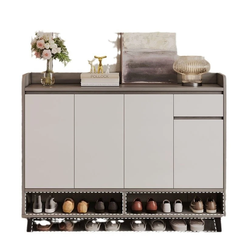 

Cream style shoe cabinet household storage small apartment entrance entrance large capacity balcony wall locker shoe rack