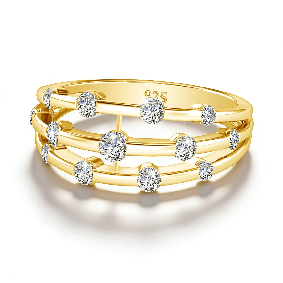 Certificated Moissanite Rings For Women Solid 925 Sterling Silver Eternity Band Wedding Jewelry Gift For Girl Pass Diamond Test
