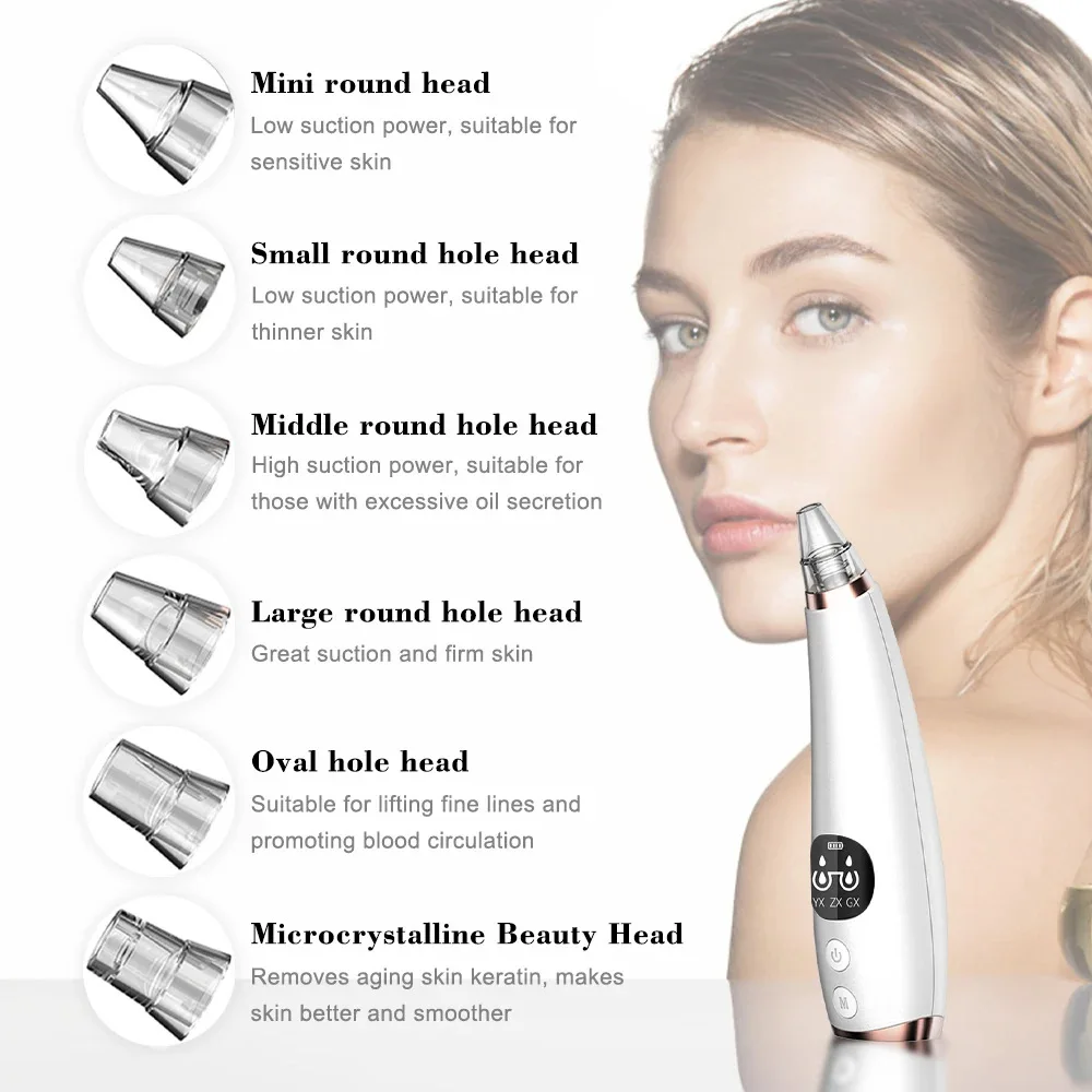 Removedor elétrico de cravo, aspirador de acne, remoção de manchas pretas, limpeza profunda facial, máquina de limpeza de poros, ferramentas de cuidados com a pele