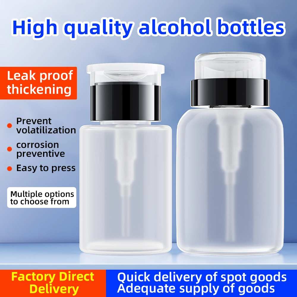 Empty alcohol bottles Refillable Press Pump Bottle Clear Dispenser Liquid Container Remover Cleaner Tools Accessory