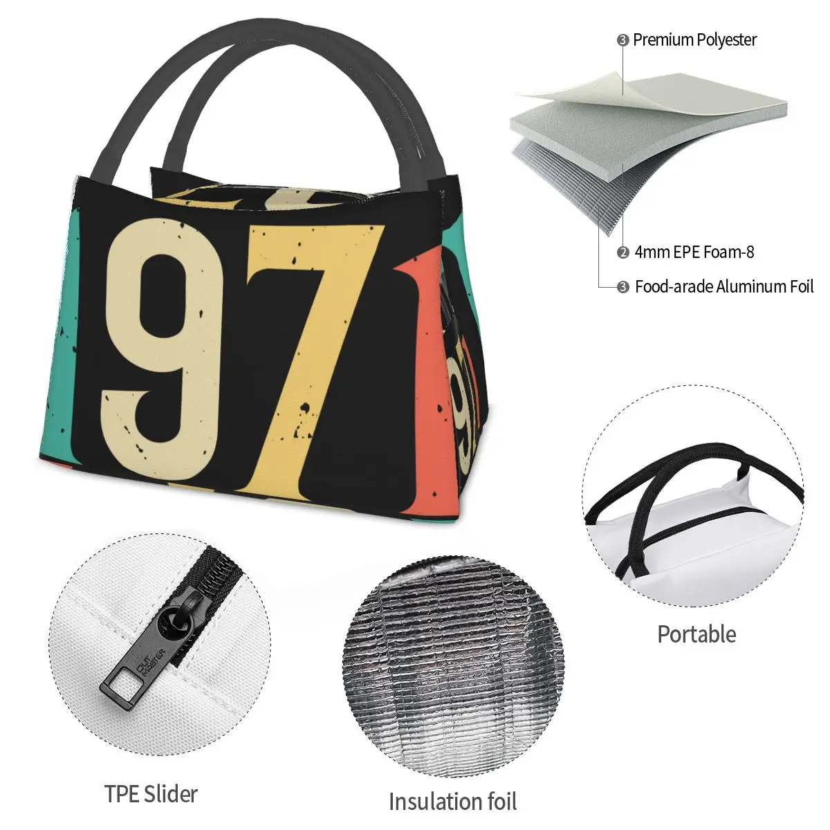 1971 Limited Edition Birthday Portable insulation bag for Cooler Thermal Food Office Pinic Container