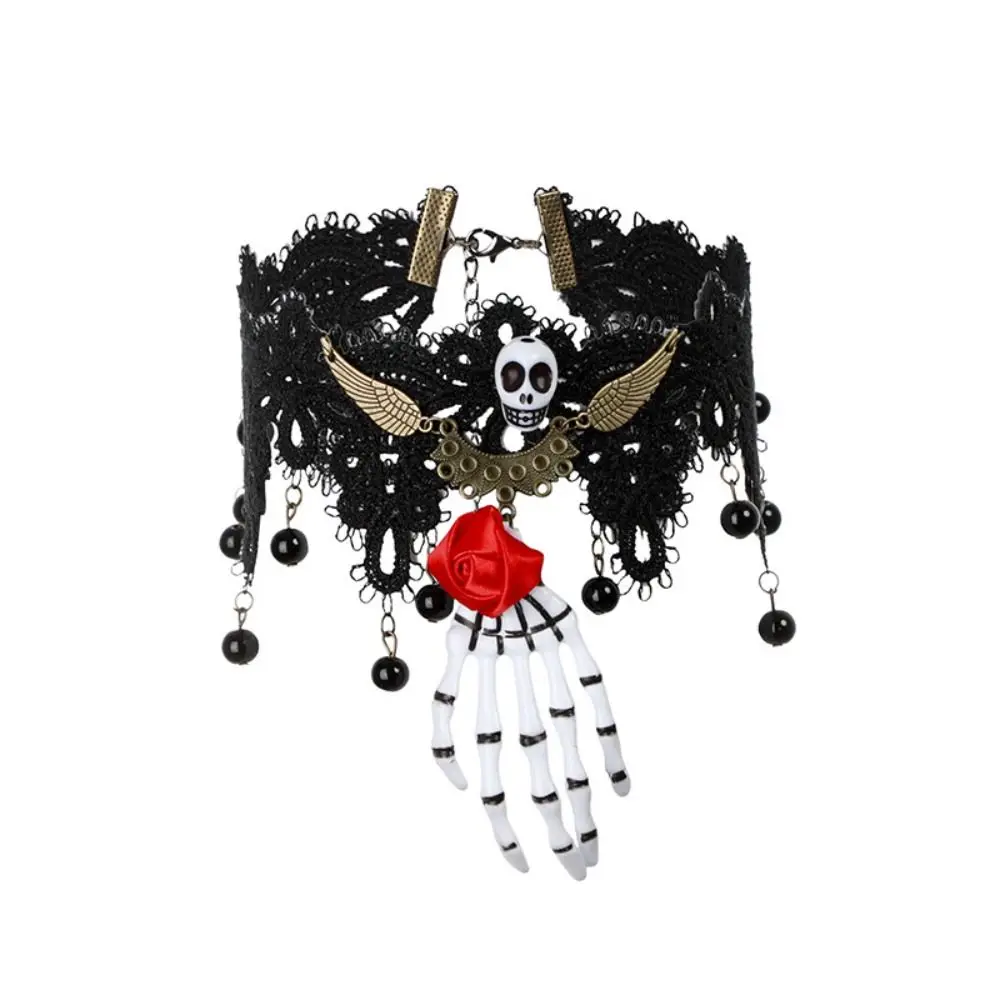 

Gothic Skull Head Choker Headdress Headband Bloodstained Veil Cosplay Party Gifts Halloween Decor Skull Man Hairpin Cosplay