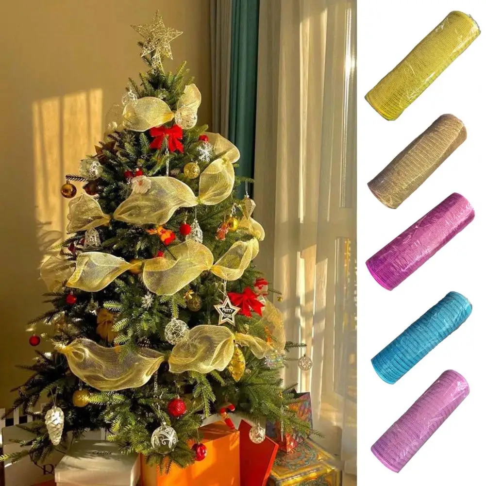 الشريط الزخرفية عيد الميلاد الشريط احتفالي عيد الميلاد بولي شبكة الشريط Diy بها بنفسك إكليل الحرف الطرف الديكور 10 بوصة X 10 ياردة
