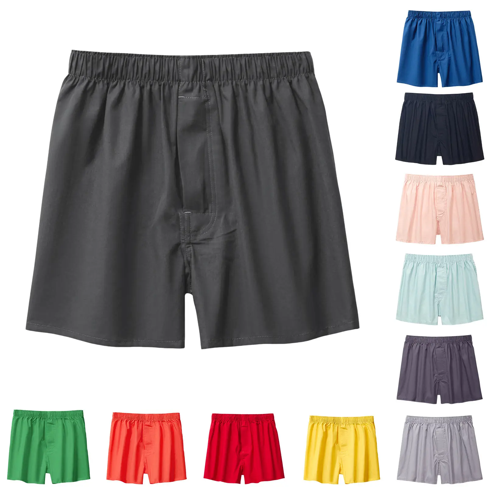 Men Summer Ice Silk Shorts Briefs Mid-rise Elastic Waistband Seamless Thin Solid Underwear Loose Fit Wide Leg Sleeping Shorts