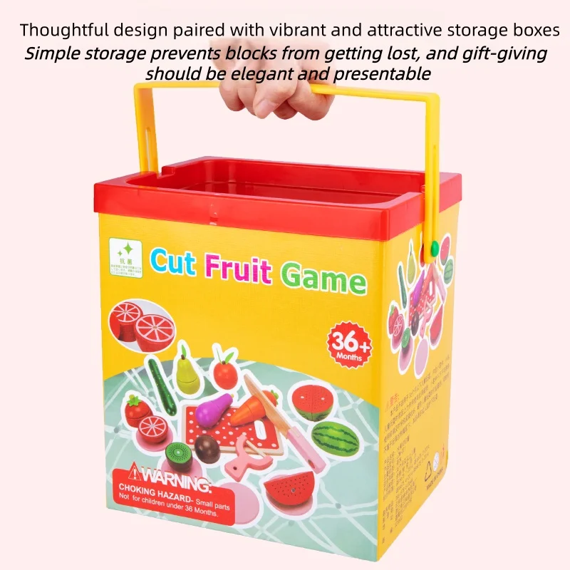 تتضمن مجموعة ألعاب قطع الفاكهة الخشبية مجموعة متنوعة من الفواكه والخضروات لتقطيع الأطفال سيكون لديهم مطبخ التظاهري #5