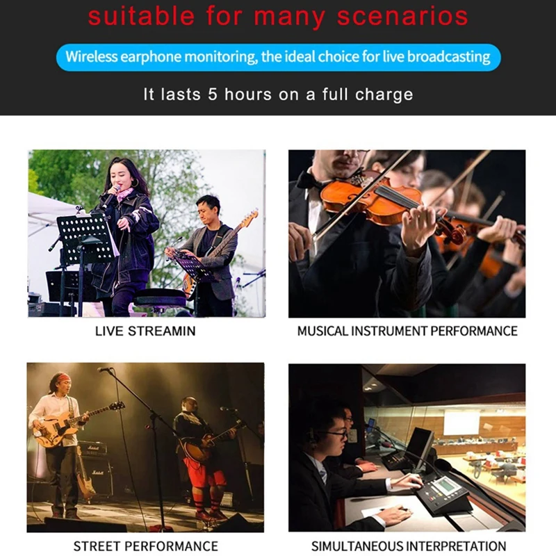 Uhfワイヤレスインイヤーモニターシステム、プロのデジタルサウンド、ステージ放送サウンドカード、屋外送信機受信機