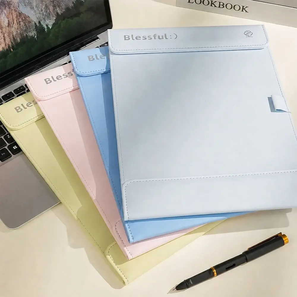 PU Leather Magnetic Clipboard A4 File Folder Single/Double Clip Writing Pad Document Holder Signing Board For School Office