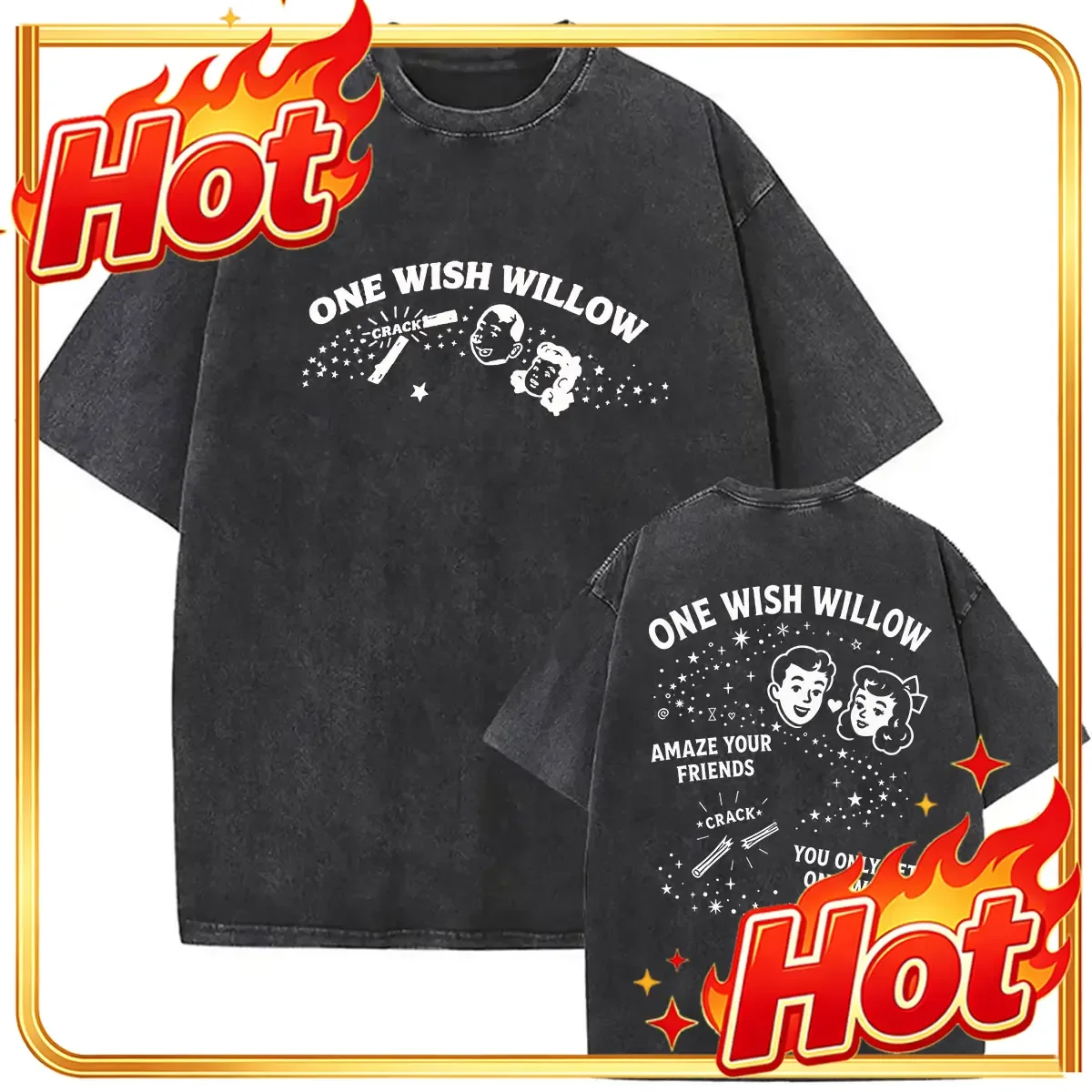 2026 Movie Obsession One Wish Willow Vintage Washed T Shirts Men Women Casual Fashion Oversized T-shirt O-Neck Clothing T Shirt