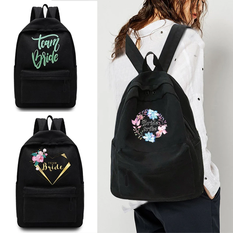 2022 Casual Travel Backpack Student School Bag Large Capacity Laptop Bag Canvas Bride Print Zipper Unisex Organizer Shoulder Bag