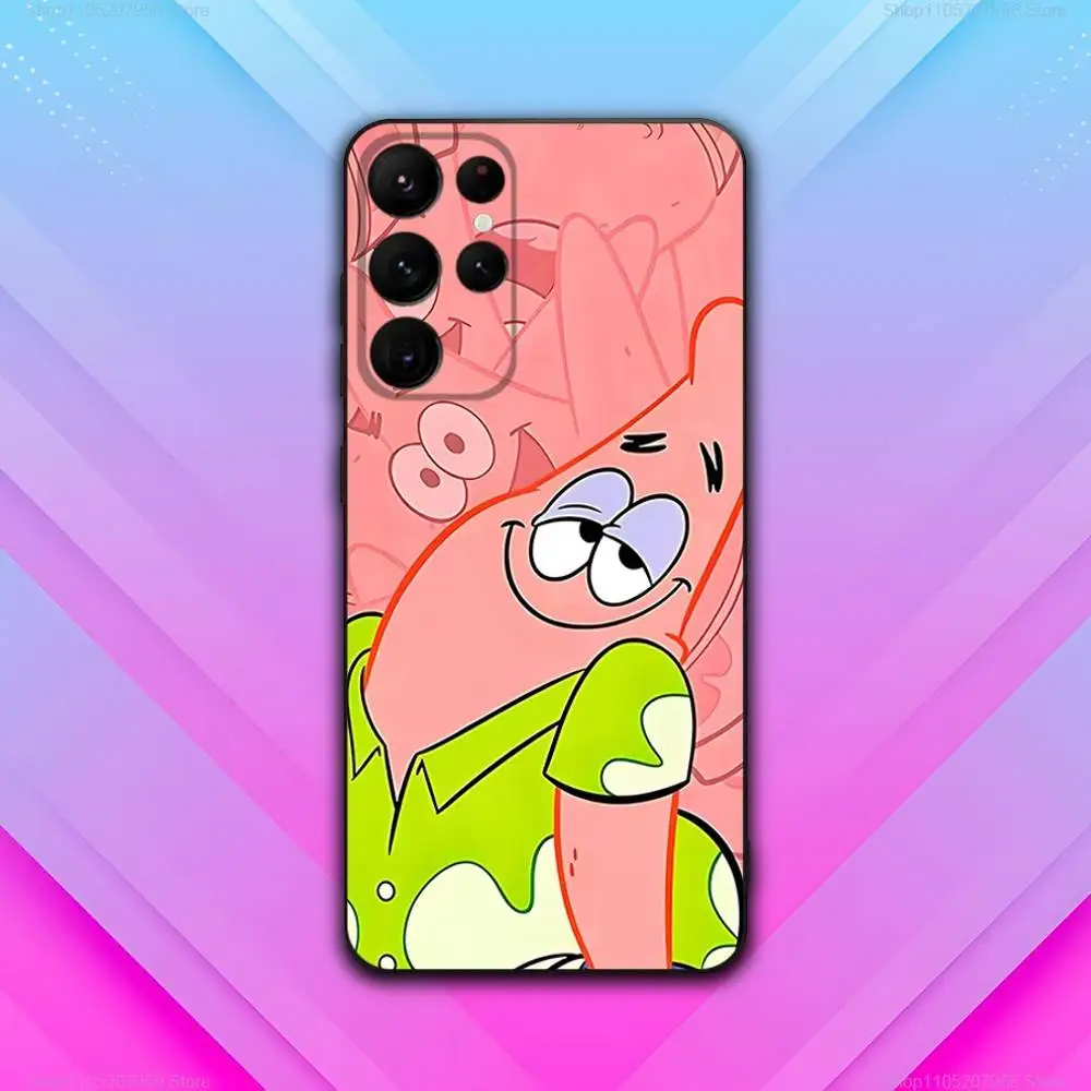 P-Patricks-ES Cute S-Star Untuk Samsung S30,S25,S24,S23,S22,S21,S20,Fe,Lite,5G,Ultra,Plus,Black Phone Case Ultra-Thin