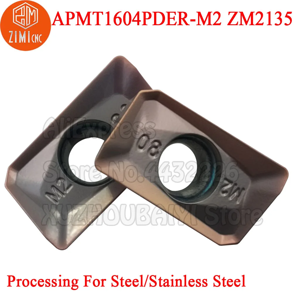 10 pz APMT1604PDER-M2 ZM2135 muslimym2 ZM2135 APMT1604 PDER APMT 1604 inserti di fresatura in metallo duro utensili per tornitura taglierina CNC