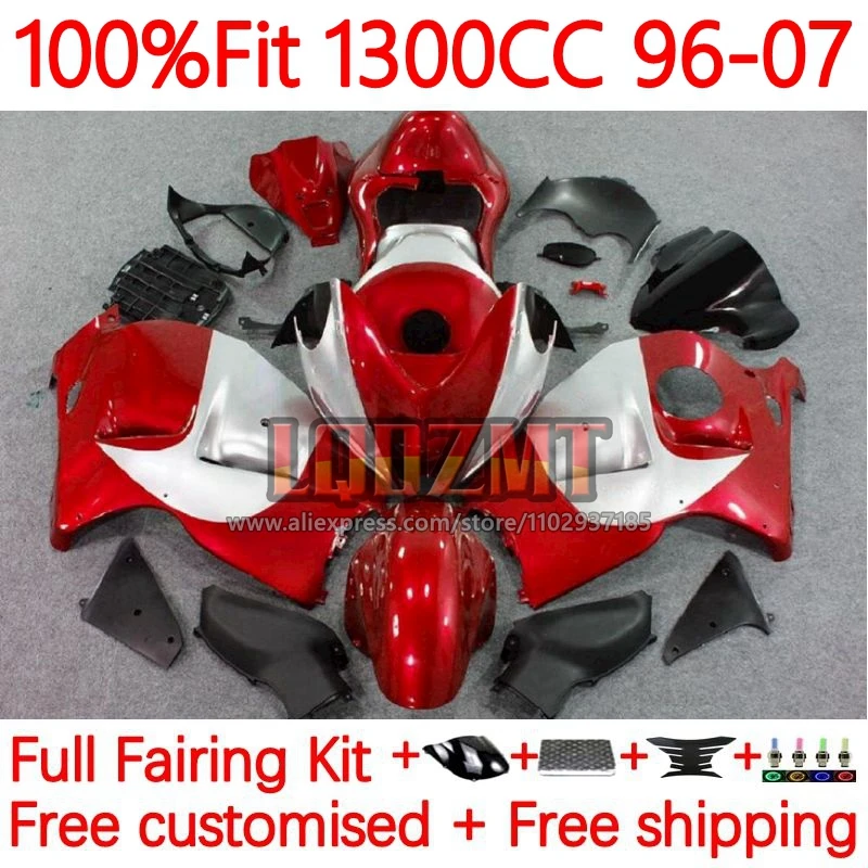 Injection For SUZUKI Hayabusa GSXR 1300 Red silvery GSXR1300 1996 1997 1998 1999 2000 2001 2002 03 04 05 06 07 Fairing 171No.69