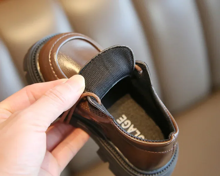 Kinder-Lederschuhe für Jungen und Mädchen, Unisex, formelle Kinderschuhe im britischen Stil, zum Schnüren, weiche, dicke Sohle für Hochzeit, Party, rutschfest – Detail 21