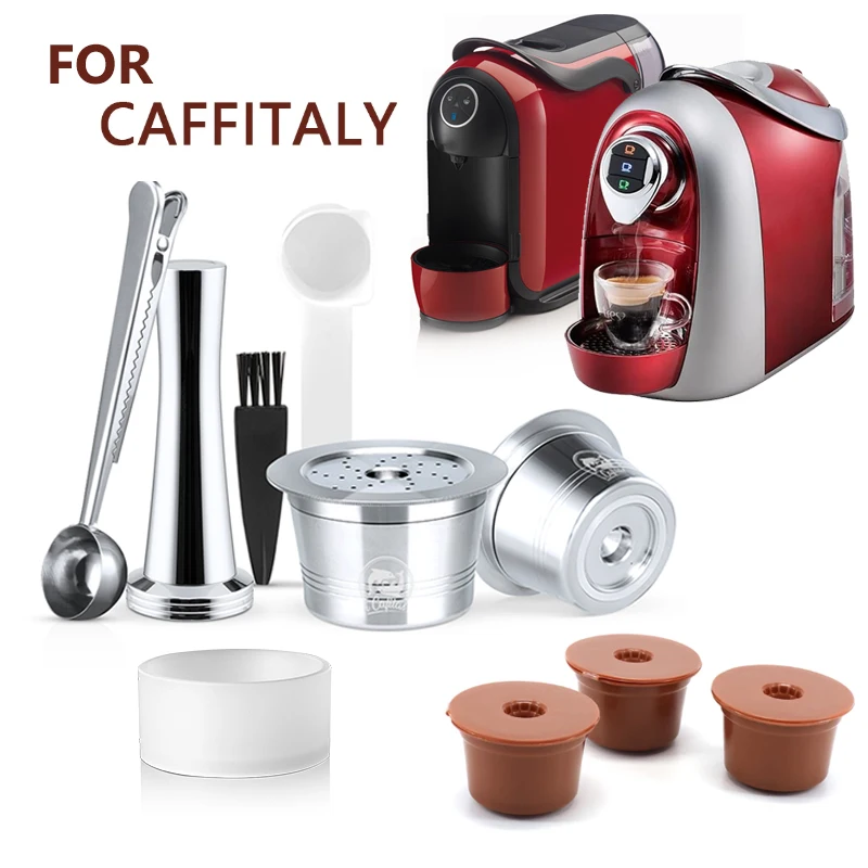 Cápsula de filtro de café reutilizável para máquina caffitaly s21, cápsulas de café recarregáveis de plástico e aço inoxidável, cabem em 3 cóções cafeteira