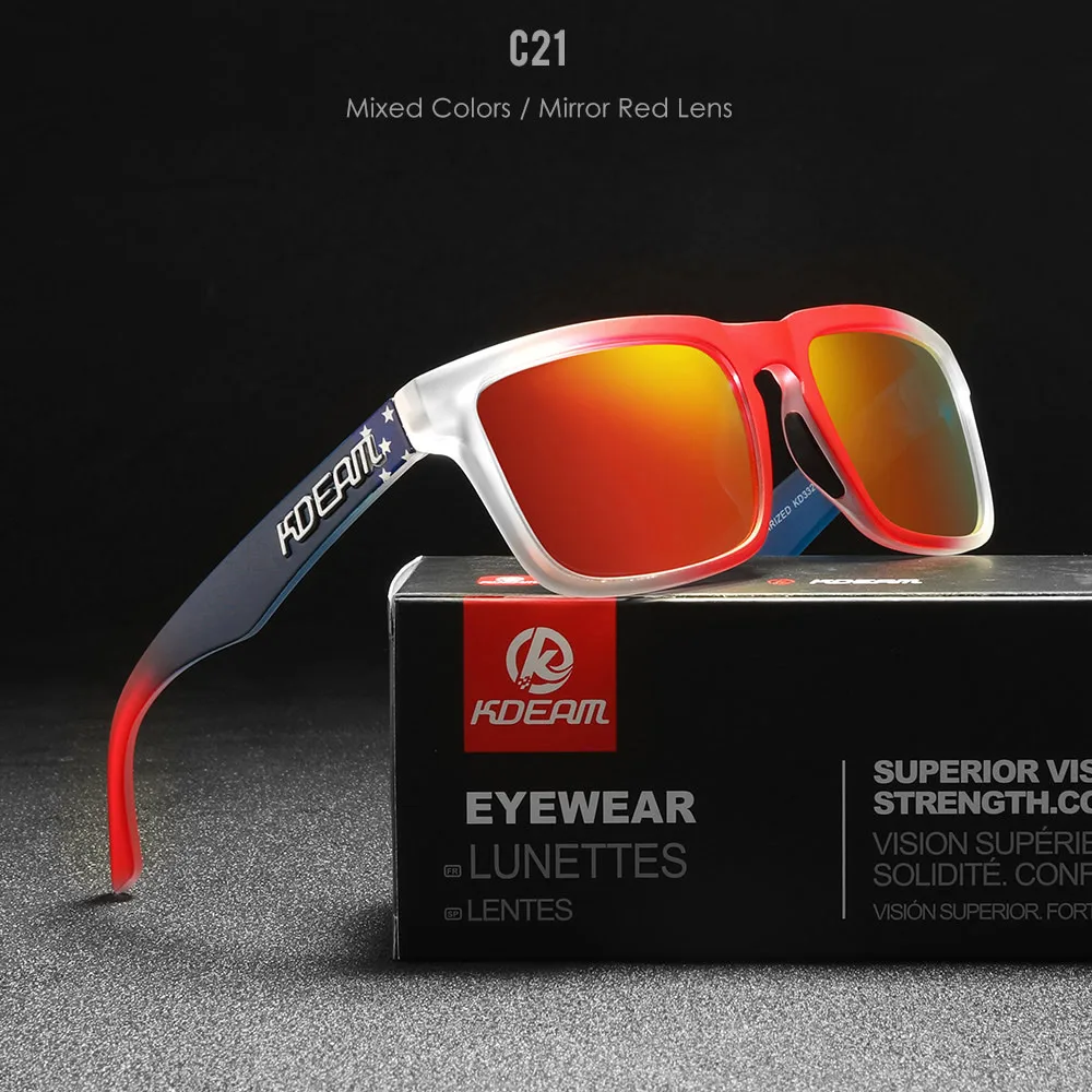 KDEAM Quadratische polarisierte Sonnenbrille für Herren im Freien, Lifestyle-Beschichtung, Sonnenbrille, neue passende Farben mit Box