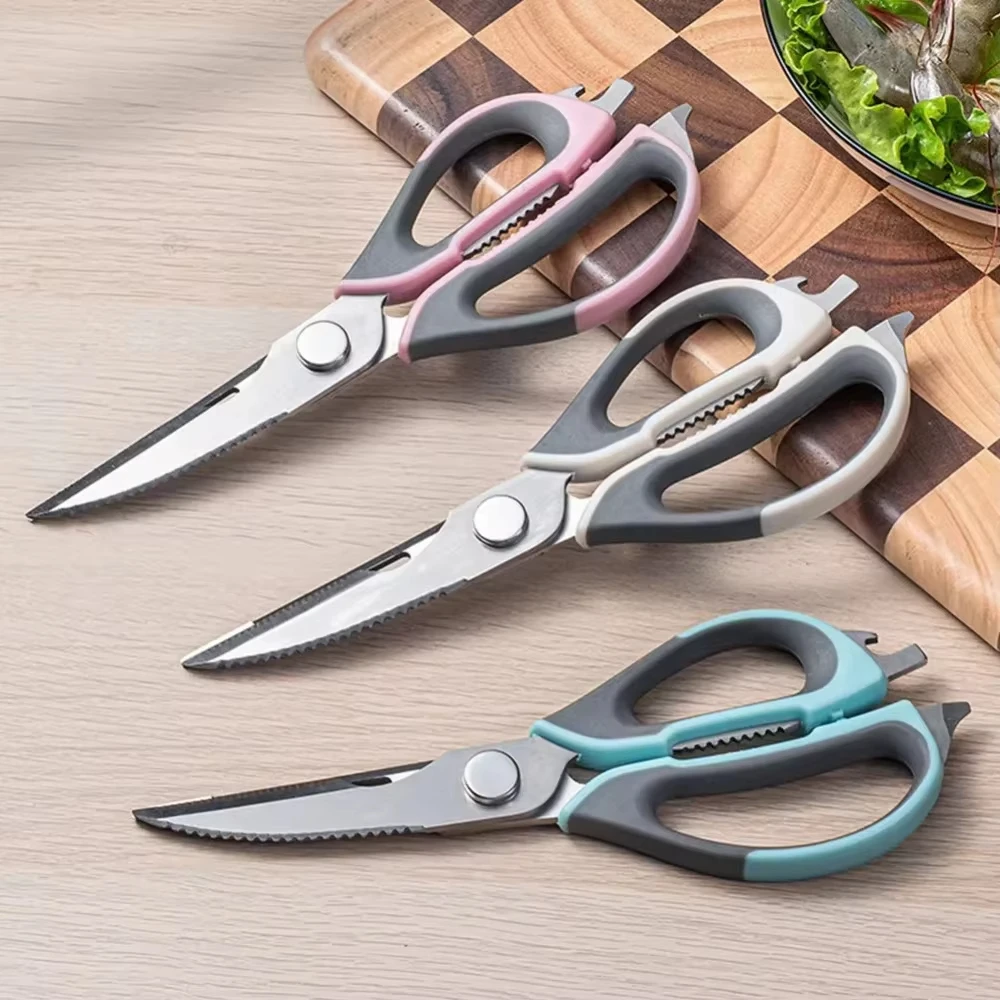 7-in-1 Multifunctional Kitchen Scissors with Magnetic Holder Stainless Steel Food Scissors for Meat Fish Kitchen Food Scissors