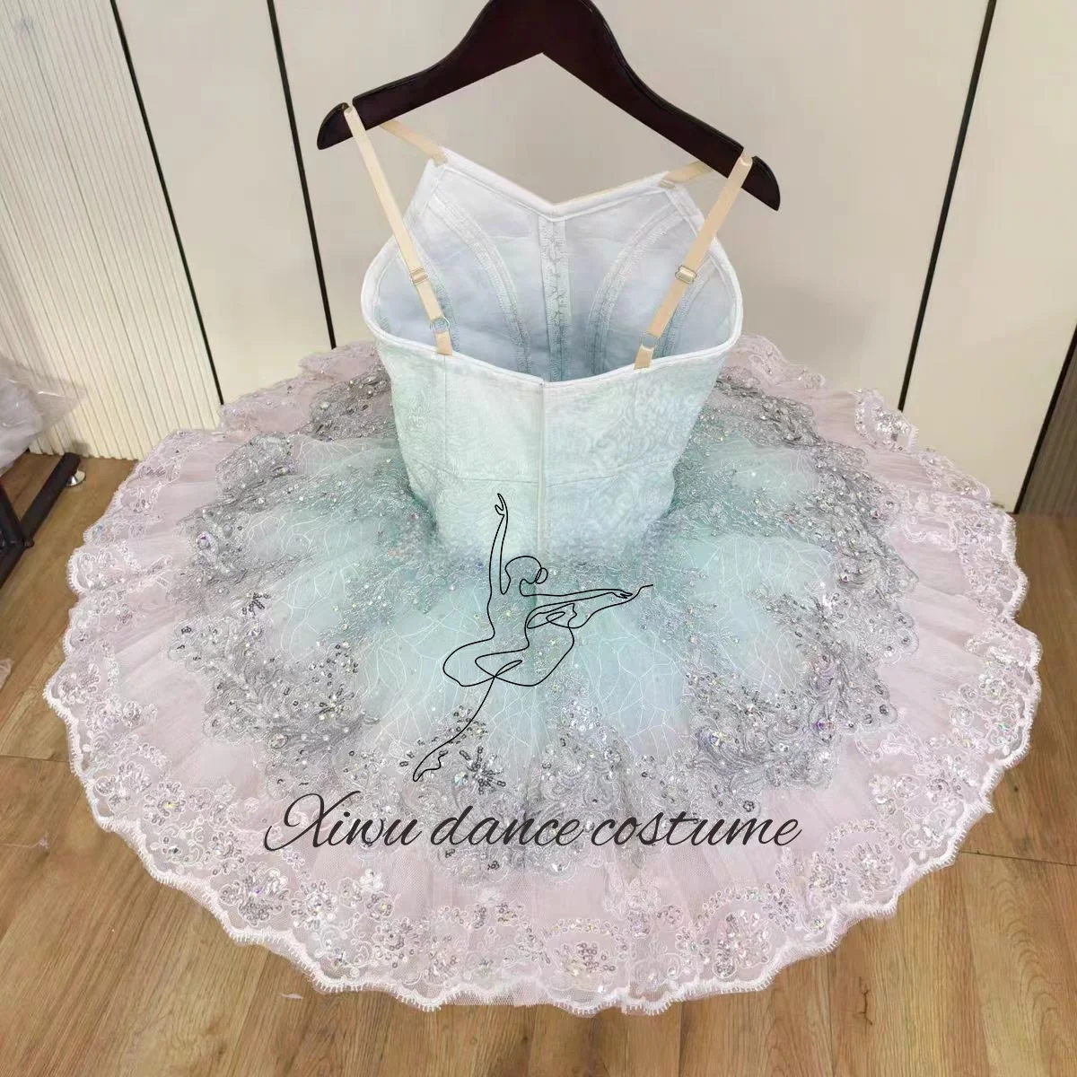 New Sky Blue Ballet dress TUTU skirt High-end Custom Bluebird Variations Forbes Competition fluffy skirt Girls