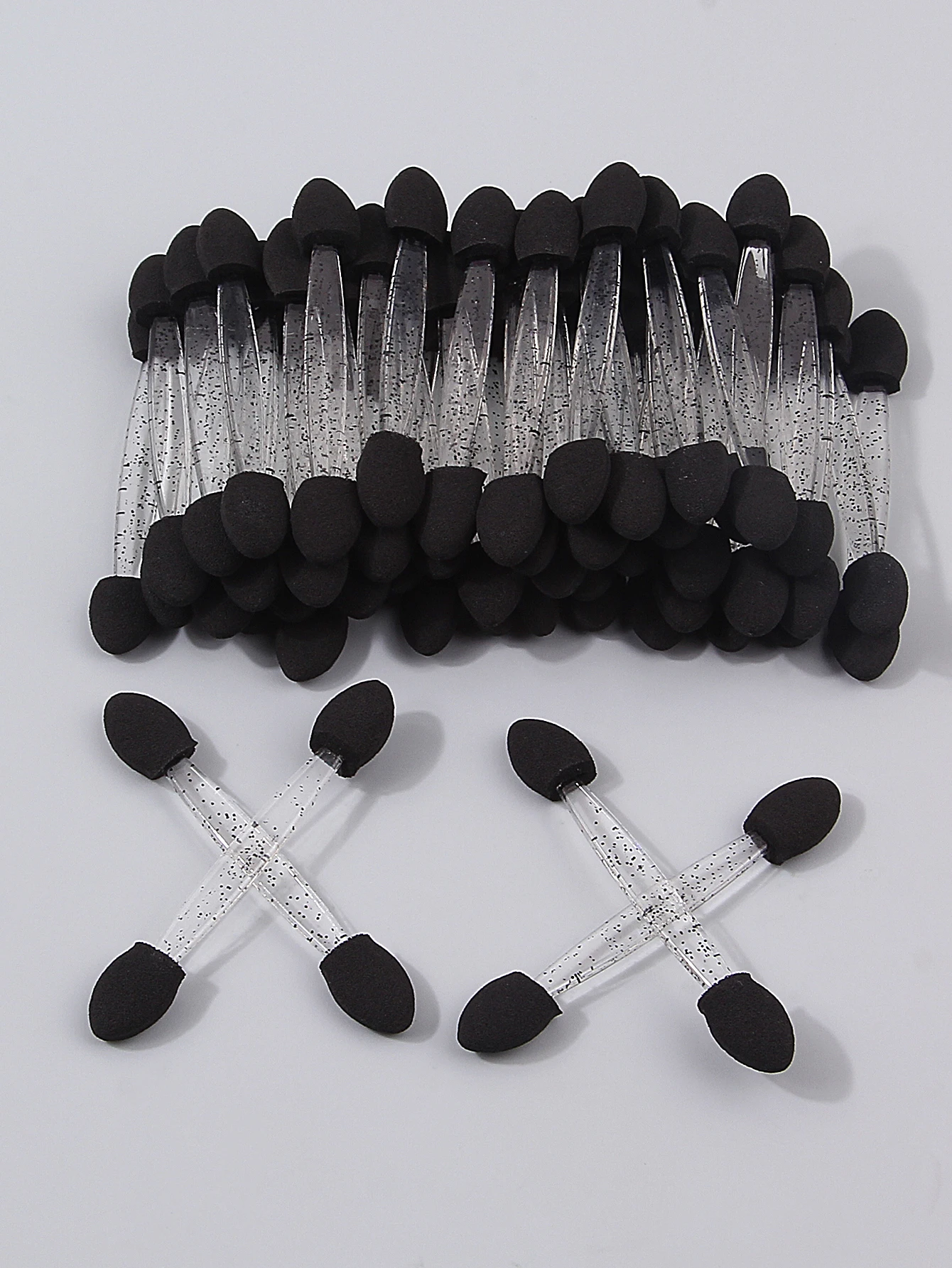 50 peças de bastões de sombra de esponja de duas cabeças não descartáveis, ferramentas de maquiagem para os olhos, bastões de esponja, bastões de beleza multifuncionais