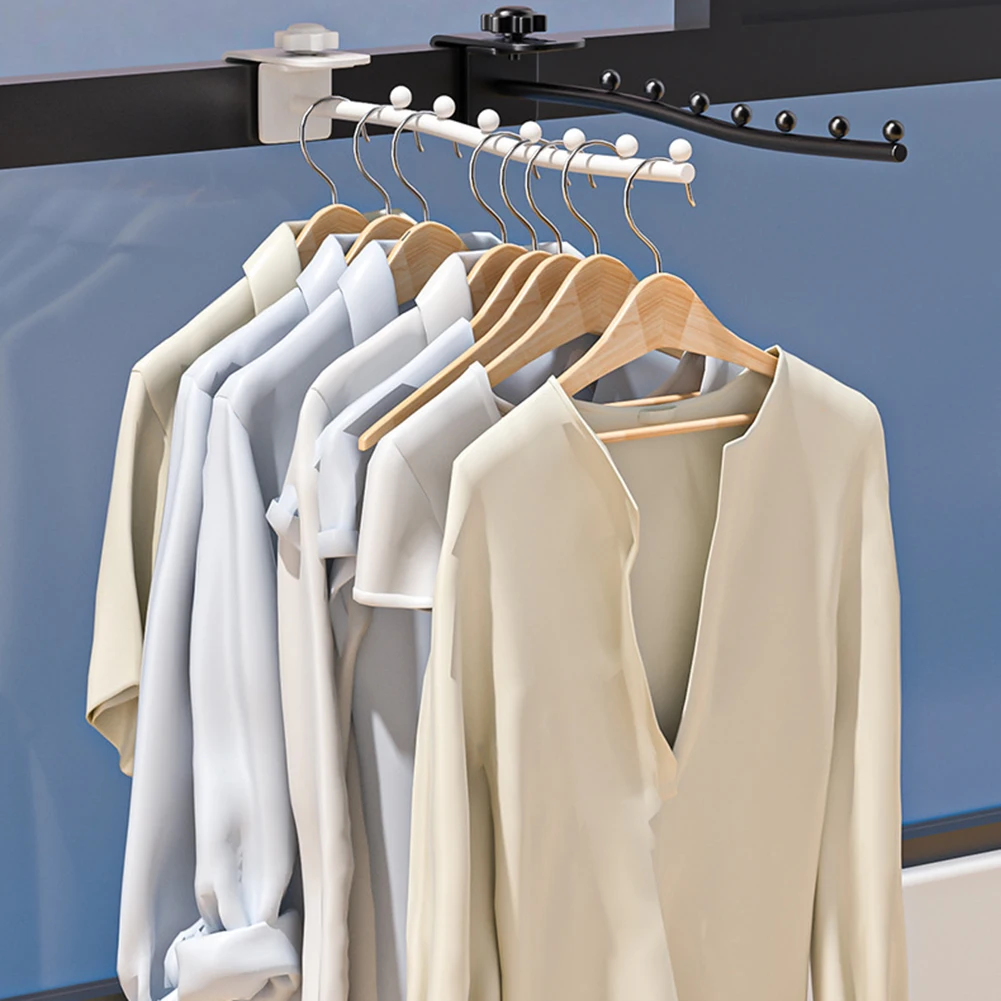 Metal Clothes Rail With Swing Arm Bracket High Quality Space Savig For Hanging Towel Coats Skirt