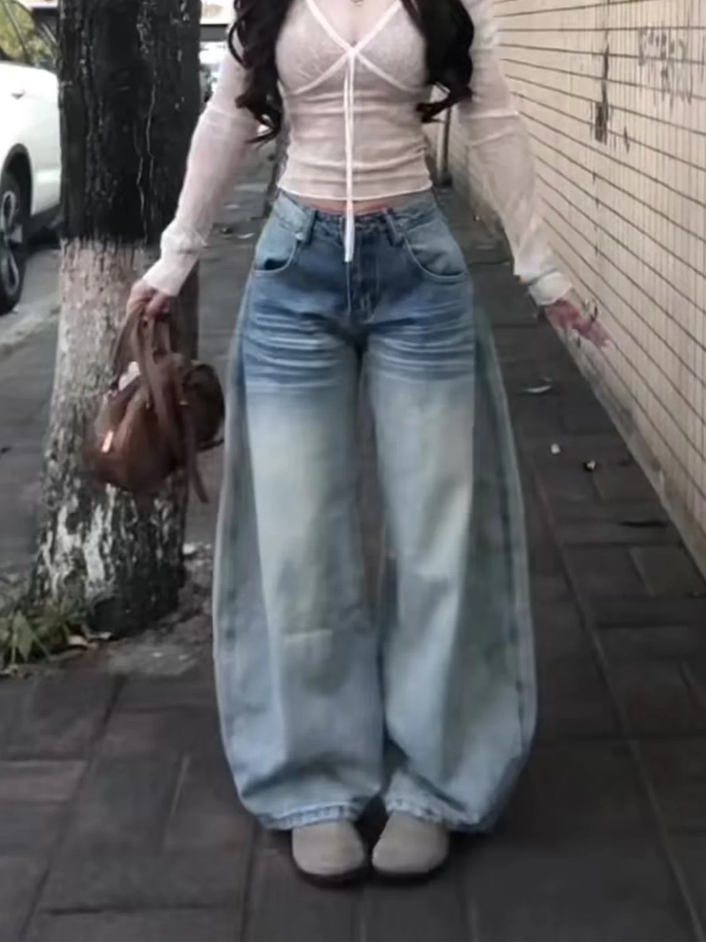 

Большие размеры Американские свободные джинсы Женщины Осень Зима Новая Груша ape Fat MM Маленький размер Нож Длинные брюки Высокая талия Широкие ноги