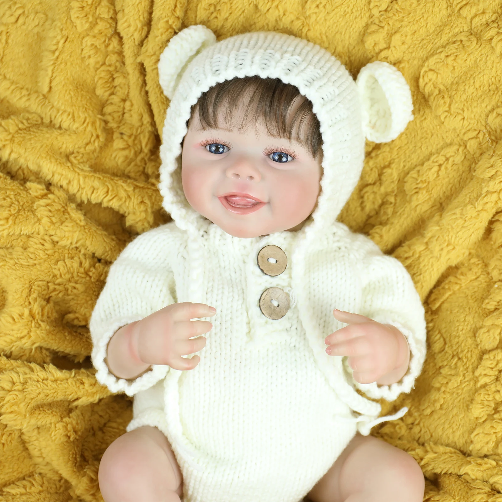 18inch Full Soft Vinyl Silicone Body Reborn Dolls with 3D Skin Hand Painted Rooted Hair Touch Doll Christmas Gifts for Girls