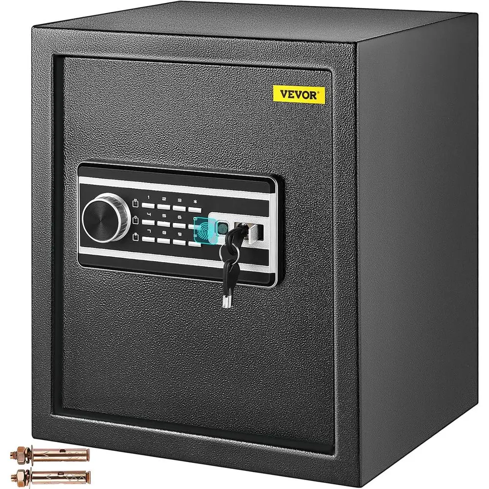 1.7 CU.T Fingerprint Safe Box with 2 Keys & Digital Keypad, Q235 Steel for Home, Office, and Hotel Security