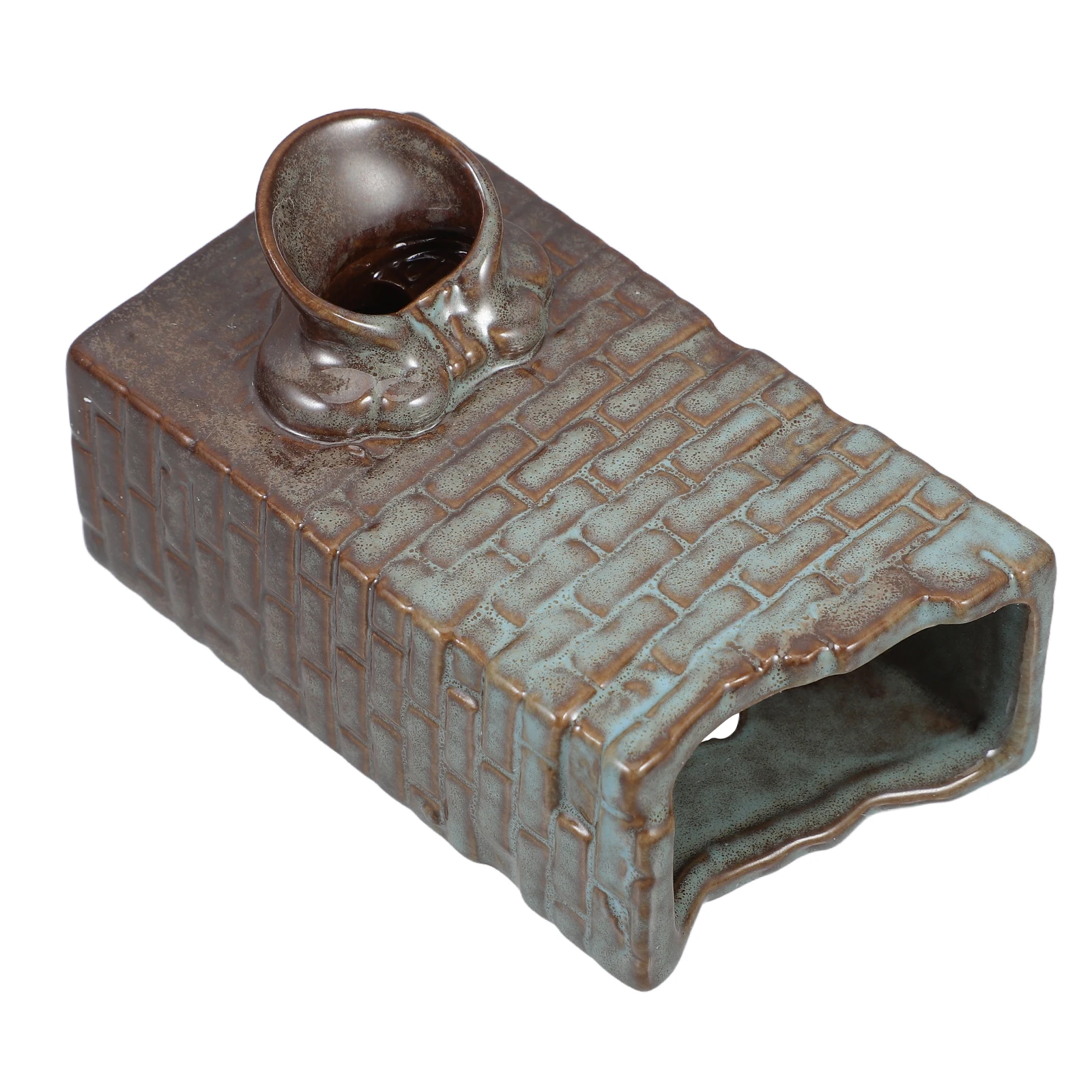 

Ceramic Fish Tank Fountain Jar Tabletop Indoor Waterfall Fountain Planter Soothing Sound Garden Ornament Small Fish Tank Decor