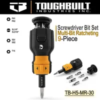 TOUGHBUILT TB-H5-MR-30 Multi-Bit Ratcheting 9-Piece Bi-material Handle Ratcheting Multi-bit Assorted Drive Screwdriver Set