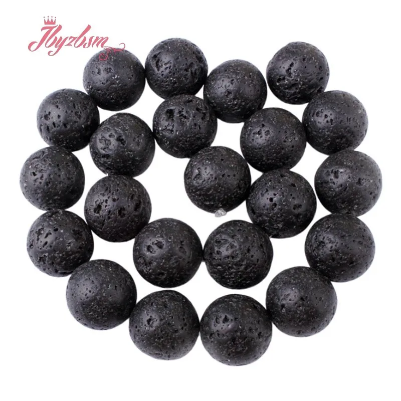 4/6/8/10/12/16/18mm Round Black Lava Rock Natural Stone Beads for DIY Loose Beads Necklace Bracelat Jewelry Making Strand 15