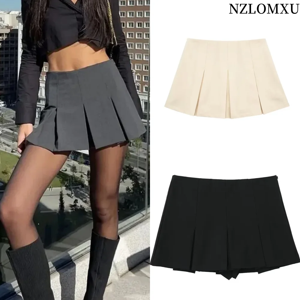 

Fashion Women's High Waist Shorts Skirts Pleated Skirt Shorts Women Striped Bermuda Shorts Woman Casual Mini Shorts