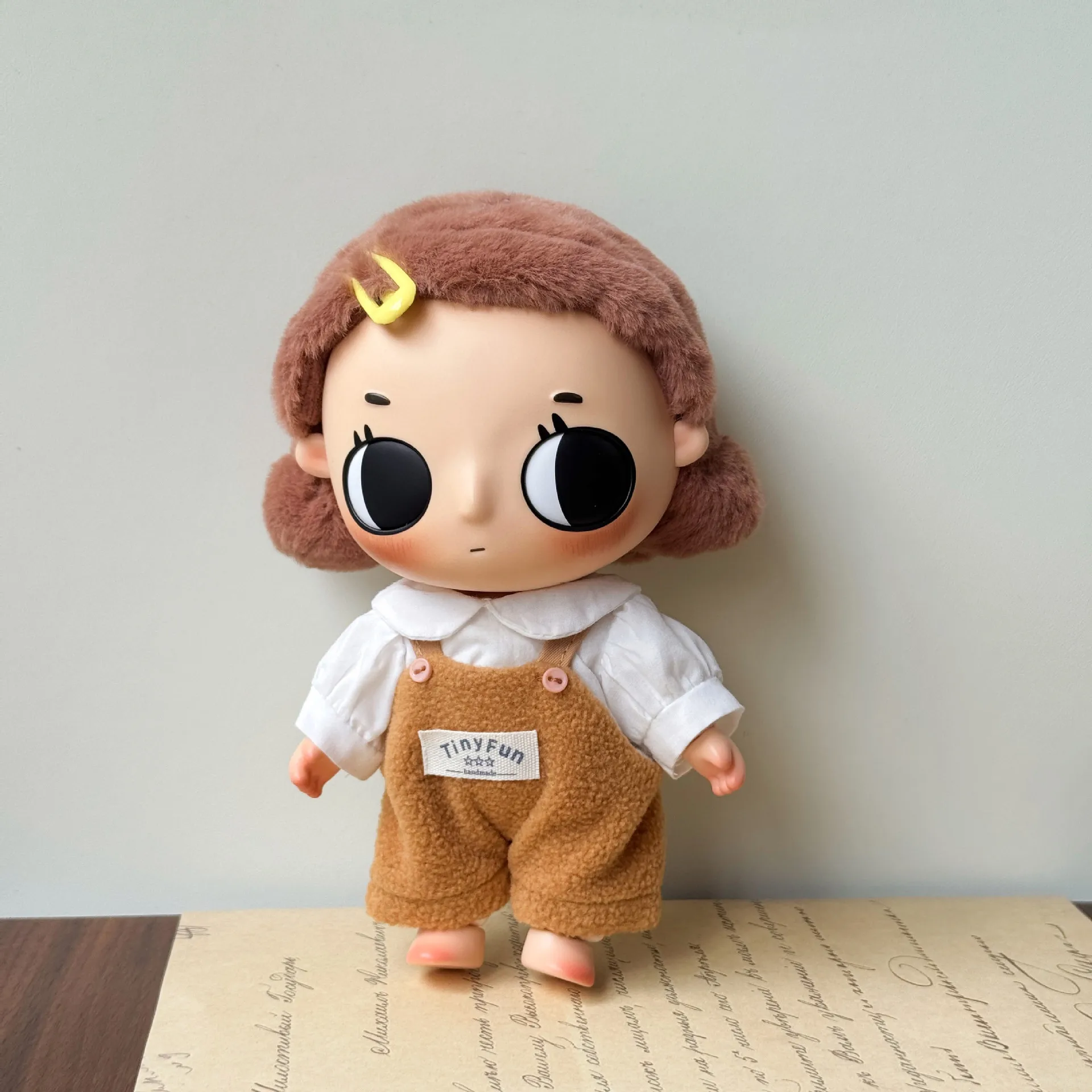 Zsiga Clothes Autumn Winter 2Pcs Outfit Soft Fleece Plush Overalls Set Fits for Nyota Dimoo Crybaby Dress‑up Accessories NO DOLL