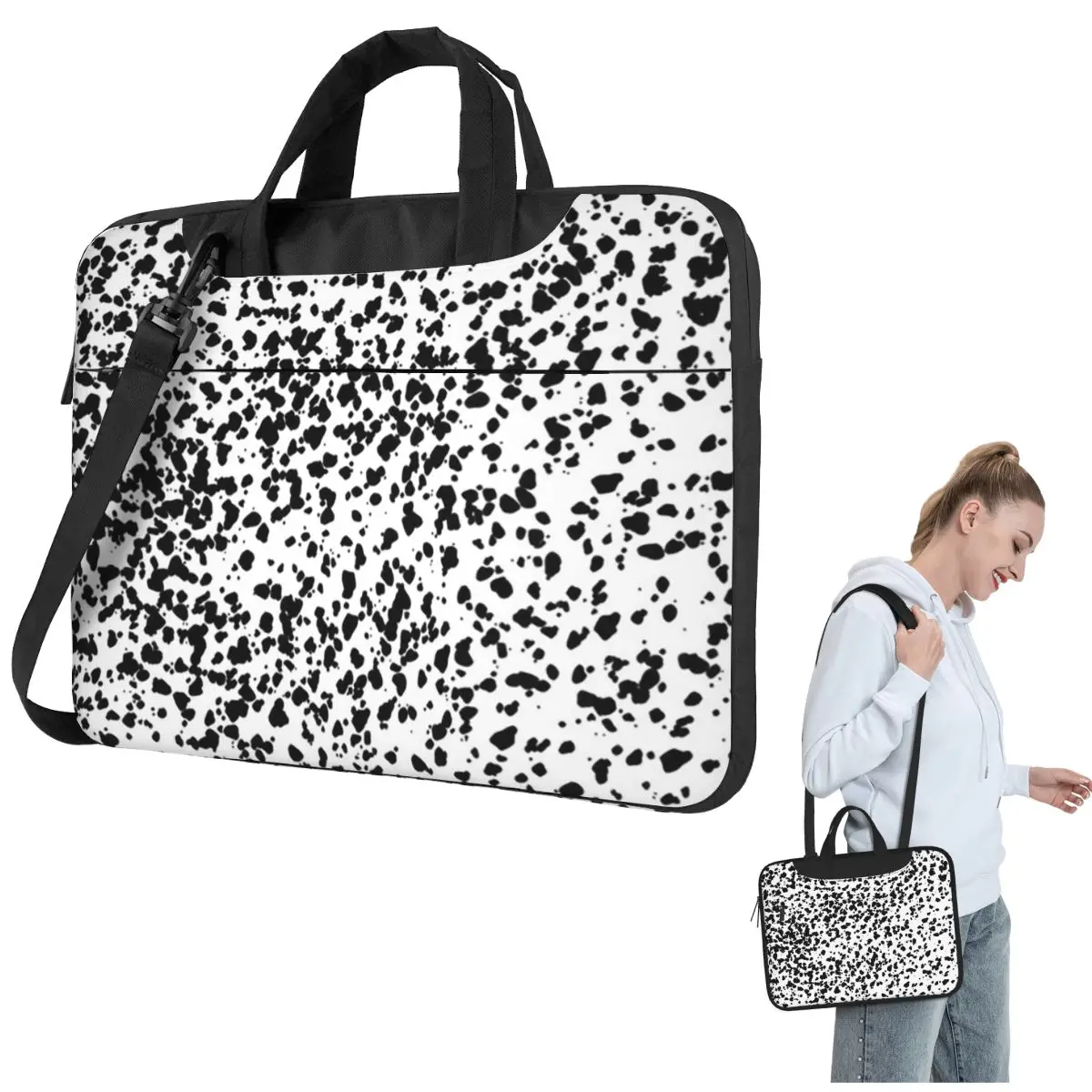 Dalmatian Dog Texture Crossbody Laptop Bag Case Computer Bag 13 14 15.6 Inch Notebook Pouch for Macbook Pro