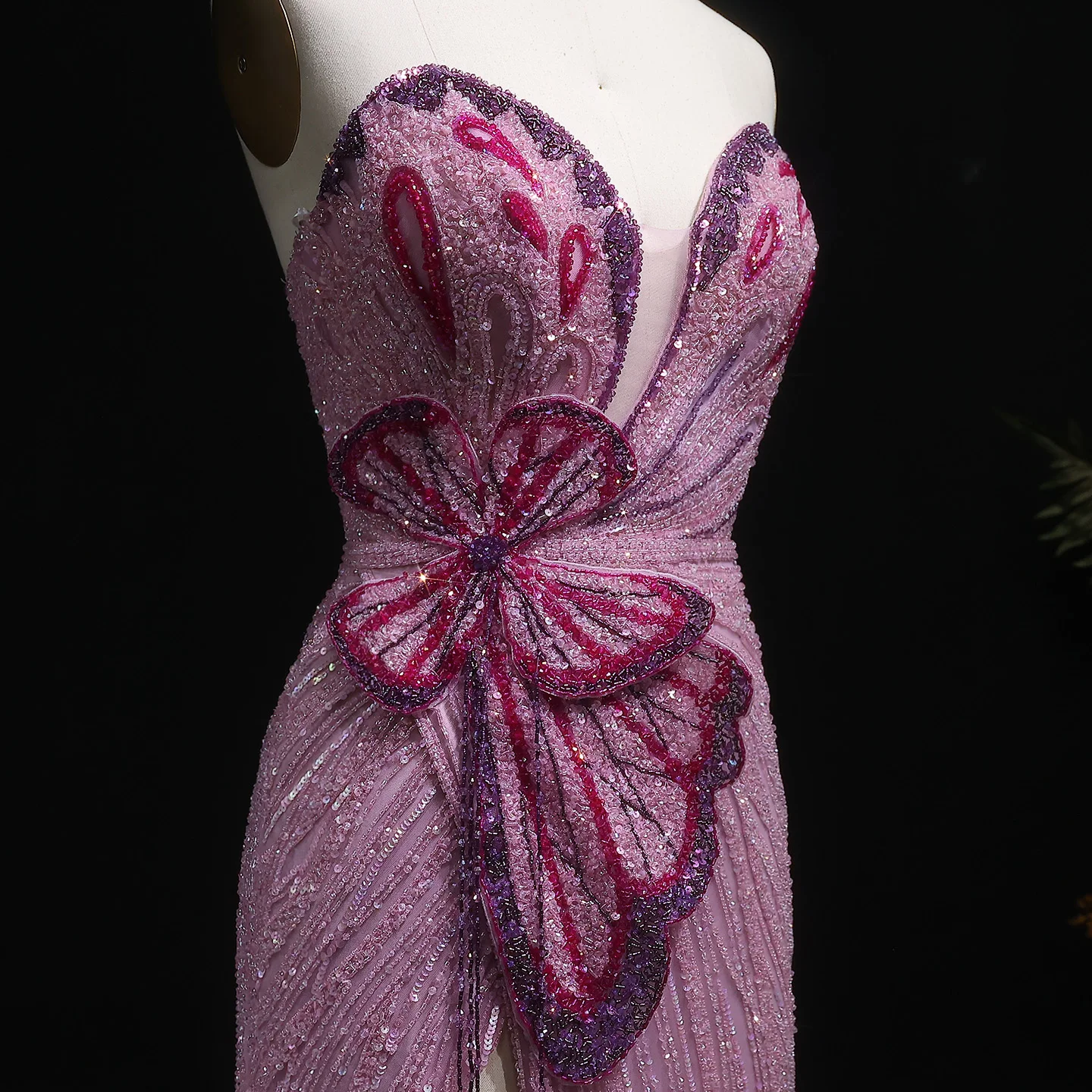 Sharon Said Elegant Sweetheart Pink Mermaid Evening Gown Luxury Beaded Dubai Prom Party Dress for Women Wedding SS267 Customized image 4