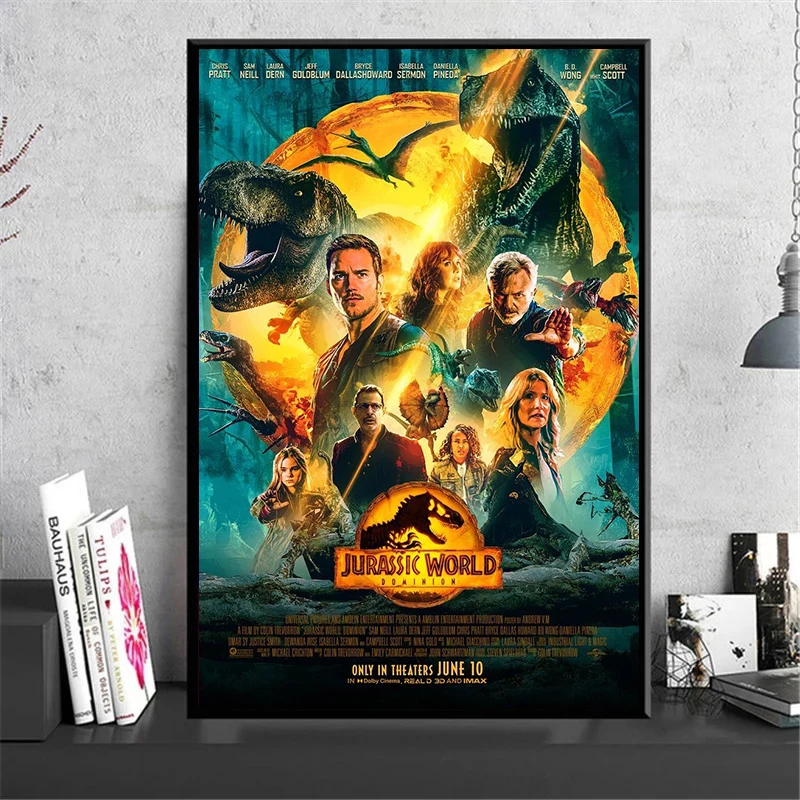 家の装飾のためのジュラシックワールドキャンバス絵画、クラシック映画